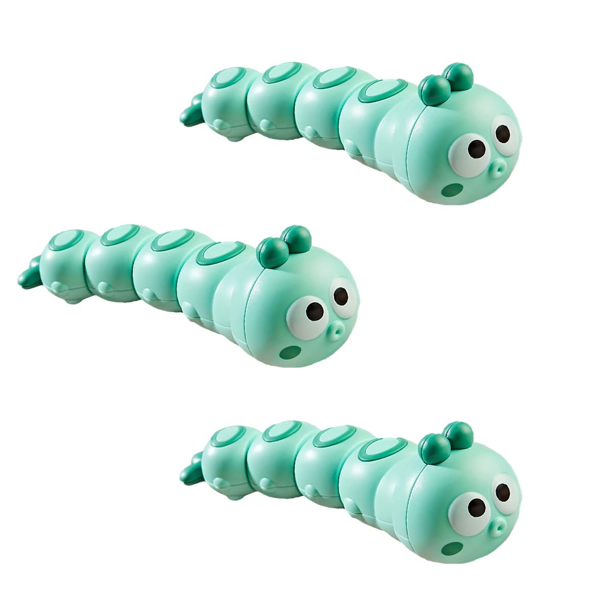 WOBOX Wind-Up Caterpillar Toy – Safe STEM Crawling Insect for Toddlers (Green, 3-Pack)