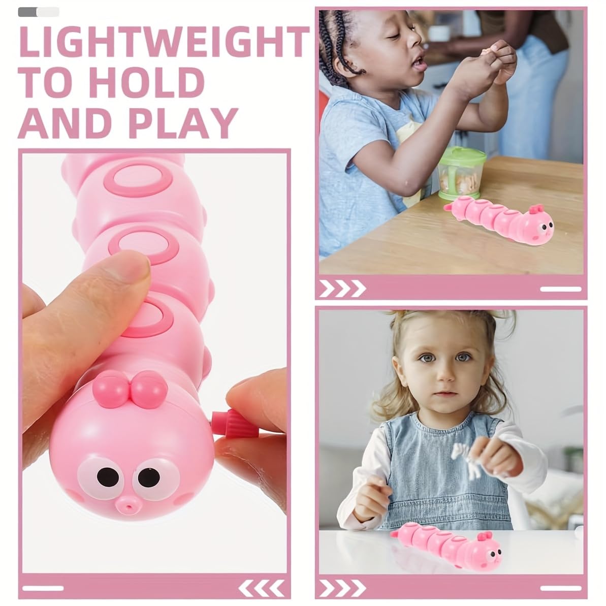 WOBOX Wind-Up Caterpillar Toy – Safe STEM Crawling Insect for Toddlers (Green, 3-Pack)