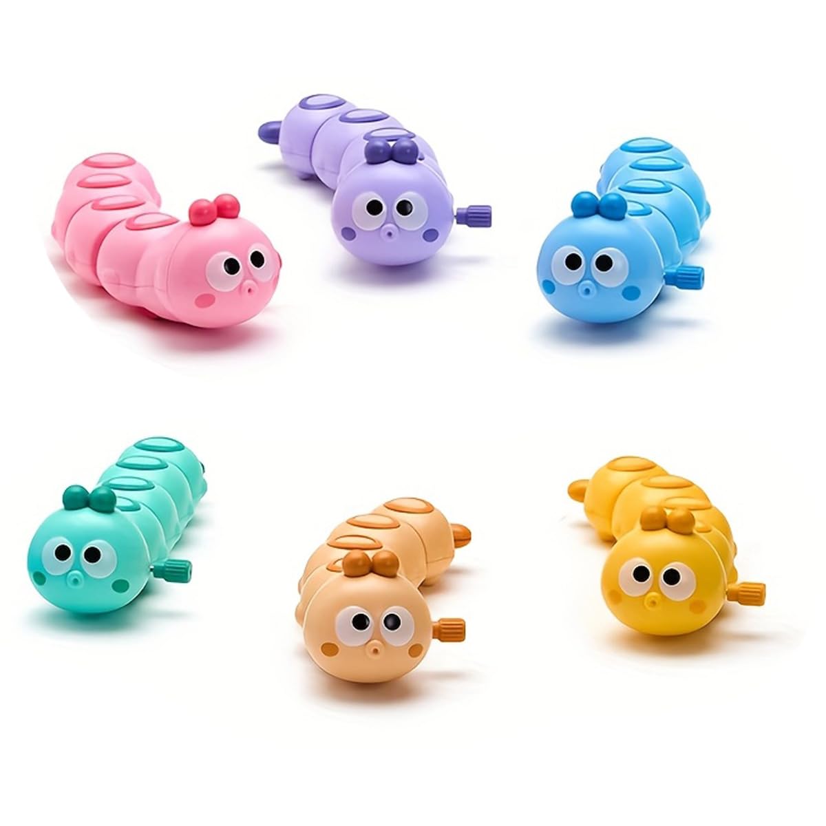 WOBOX 6Pcs Multicolor Wind-Up Caterpillar Toy – STEM Crawling Insects for Toddlers