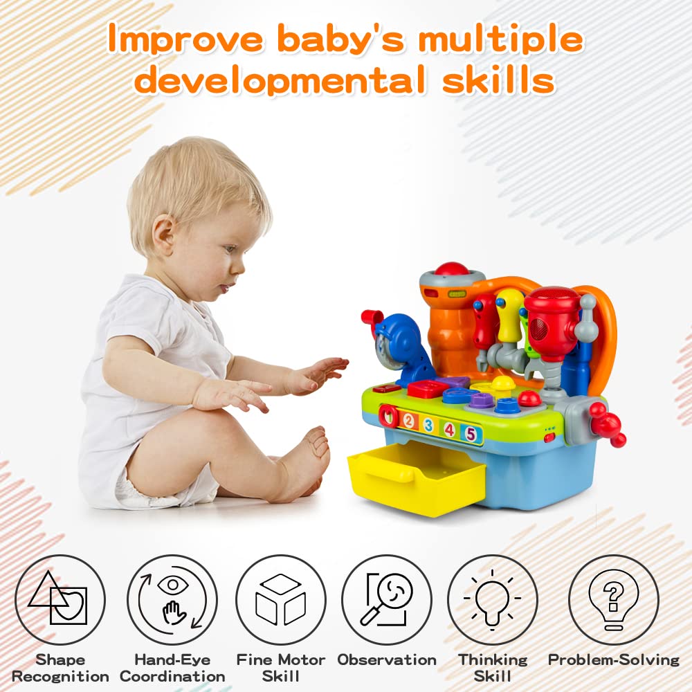 Woby Multifunctional Musical Learning Tool Workbench Toy Set for Kids | Shape Sorter & Pretend Play