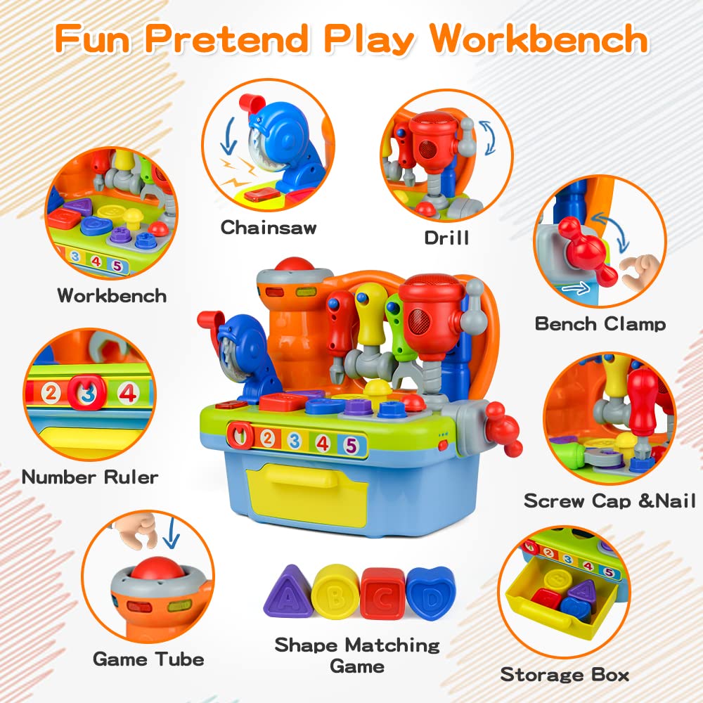 Woby Multifunctional Musical Learning Tool Workbench Toy Set for Kids | Shape Sorter & Pretend Play