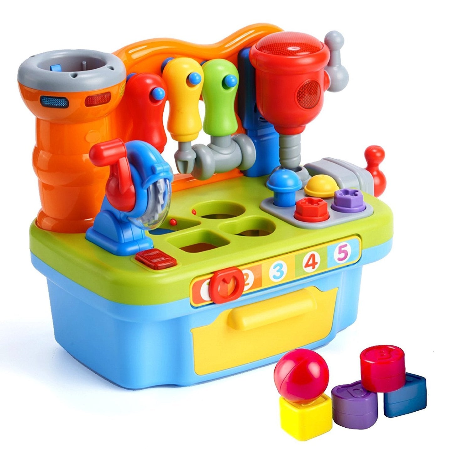 Woby Multifunctional Musical Learning Tool Workbench Toy Set for Kids | Shape Sorter & Pretend Play