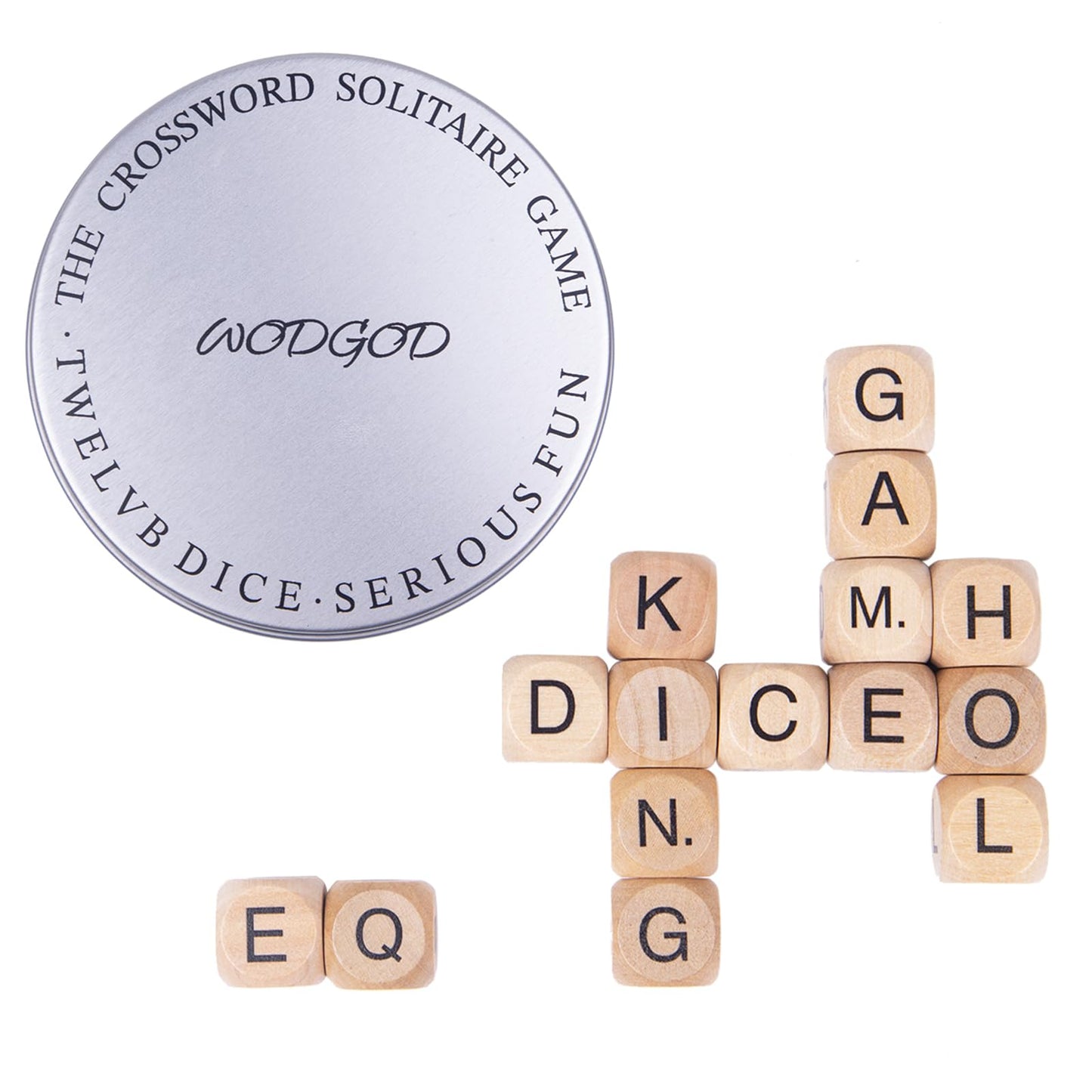 WodGod Crossword Dice Game for Adults - 15 Wooden Letter Dice for Strategic Word Play