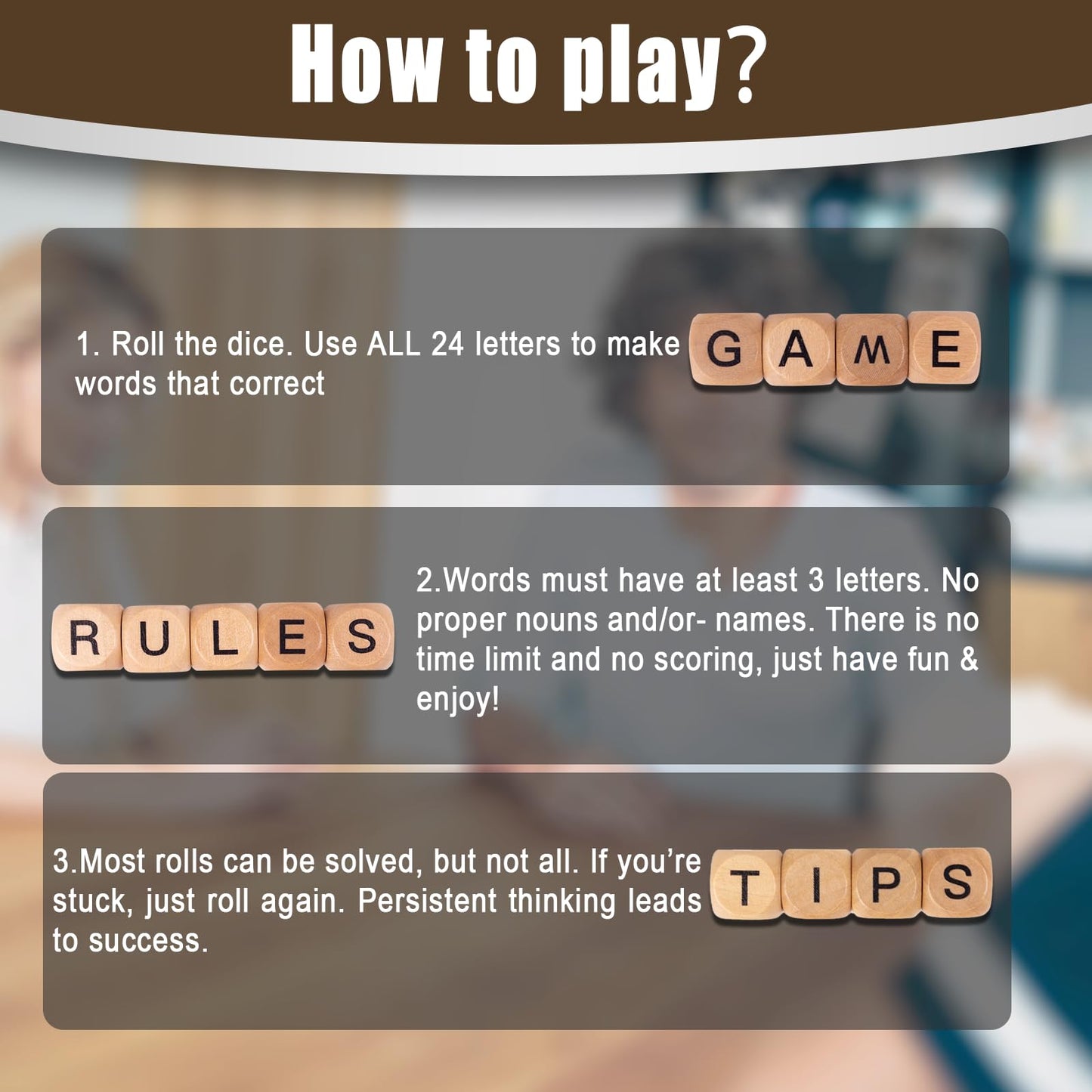 WodGod 2 Set Crossword Dice Game – Wooden Letter Dice for Travel & Family Nights