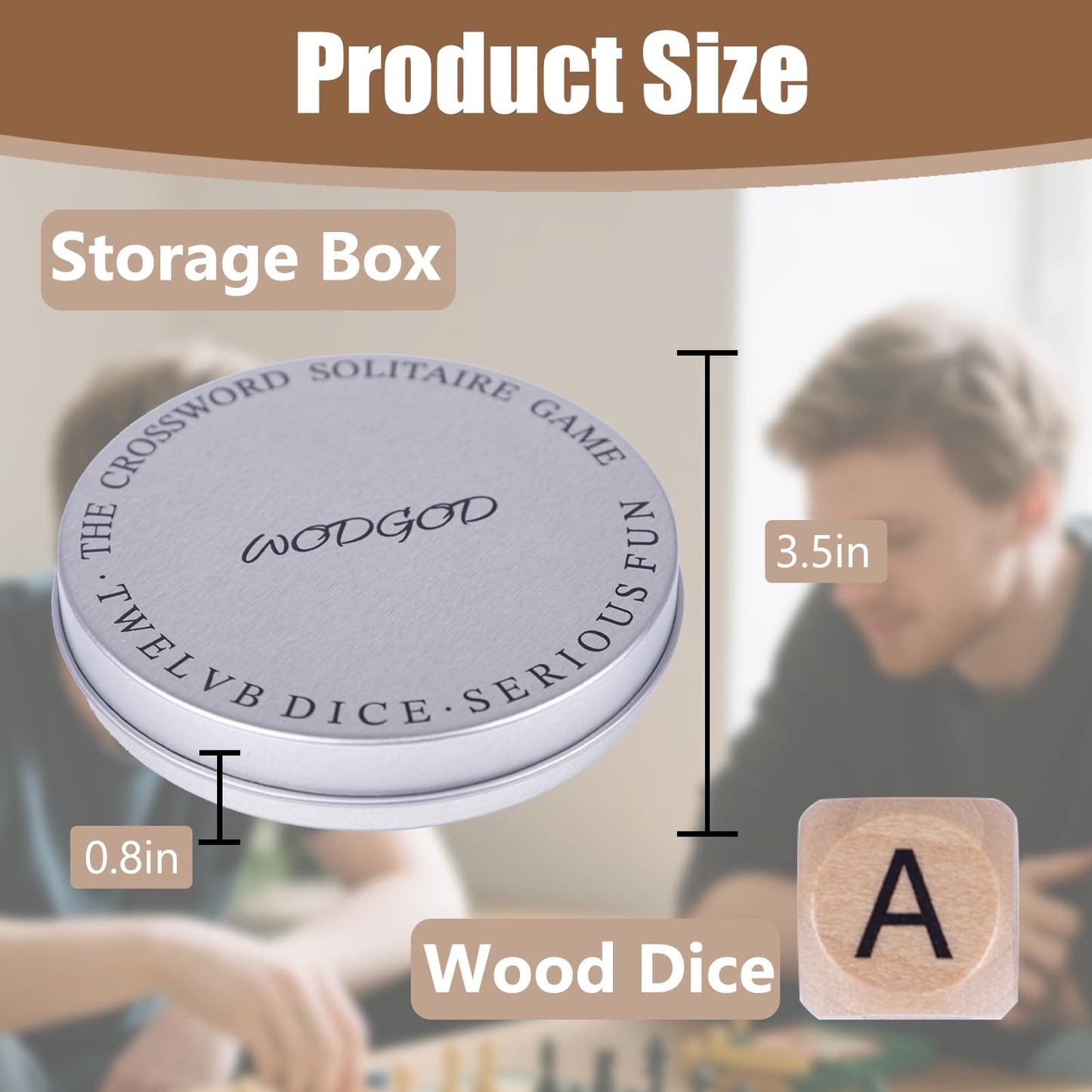 WodGod Crossword Dice Game for Adults - 15 Wooden Letter Dice for Strategic Word Play