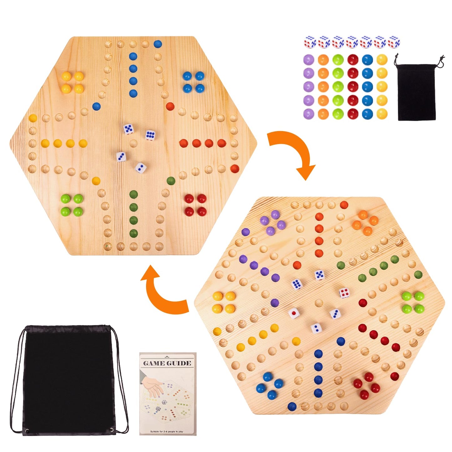 WodGod Marble Board Game – 2-in-1 Family Party Game for 4-6 Players | Portable & Colorful Set