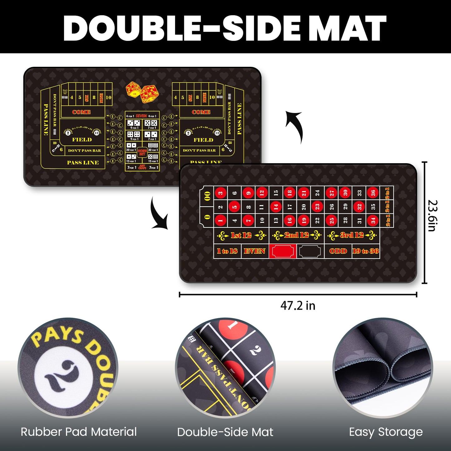 WodGod Roulette Wheel & Craps Set — Premium 10-Inch Solid Wood Wheel, Double-Sided Mat, 200 Chips
