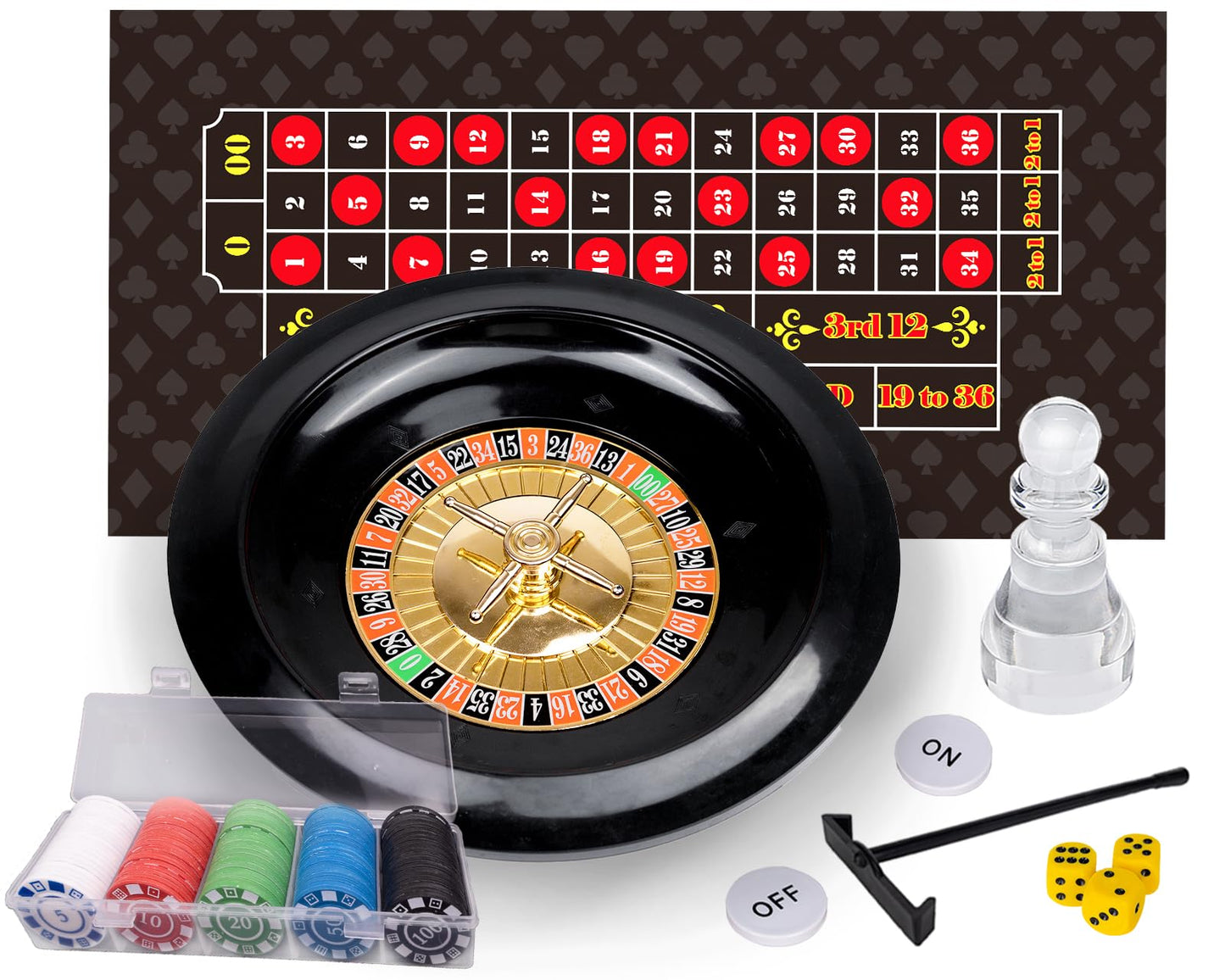 WodGod Roulette Wheel and Craps Set – 10-Inch Roulette, 200 Chips, Double-Sided Felt, Portable Party Kit