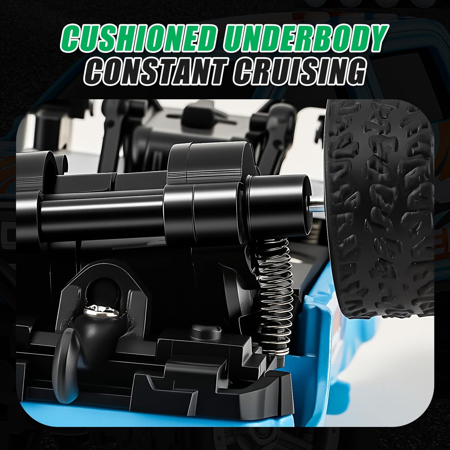 WOHEIHEI Power Monster Truck with Camping Trailer – 1:64 RC, LED Lights, 2.4GHz, 3-Speed (Blue)