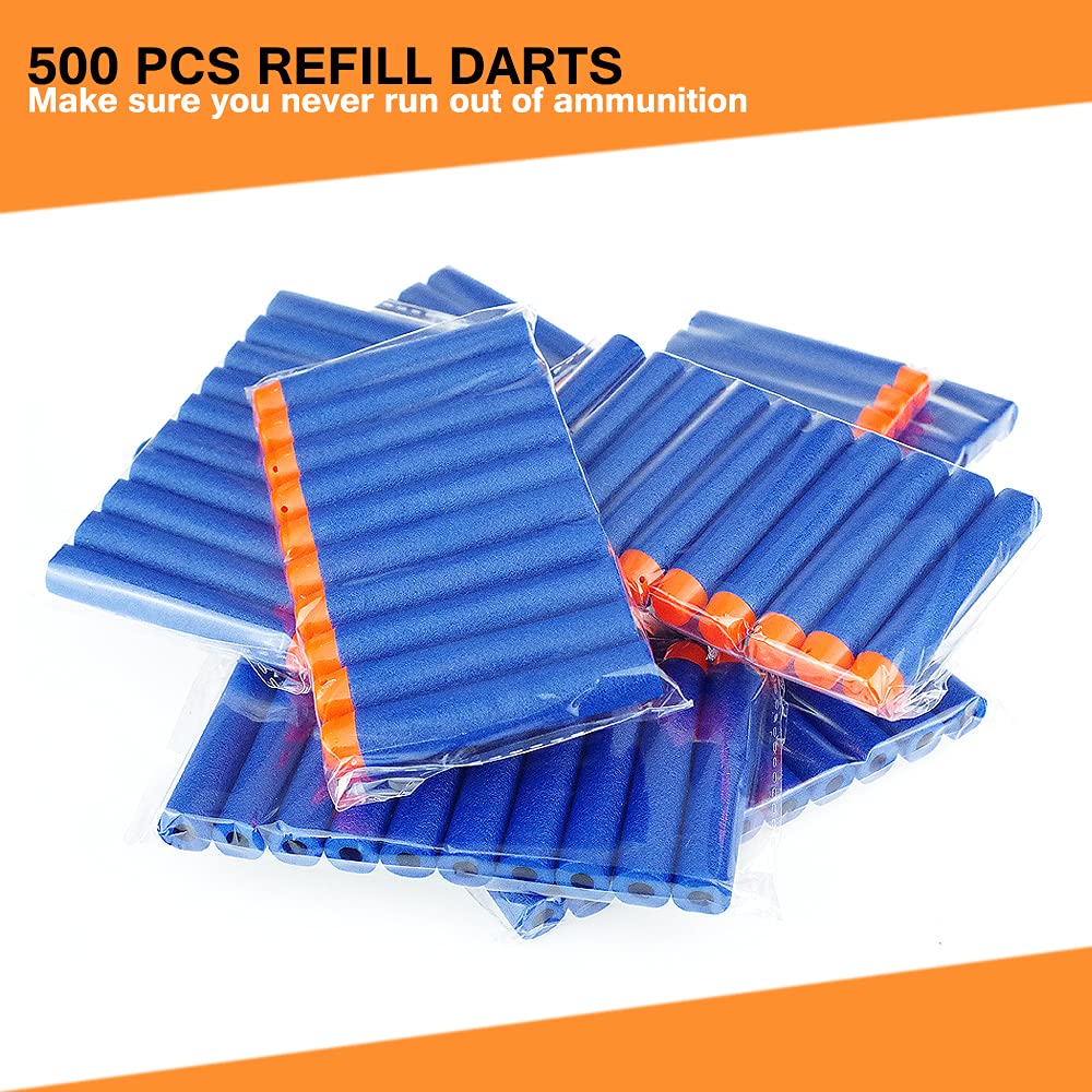 Wolftop 500 Pcs Refill Darts Pack – Universal Foam Darts for Nerf N-Strike Elite Blasters