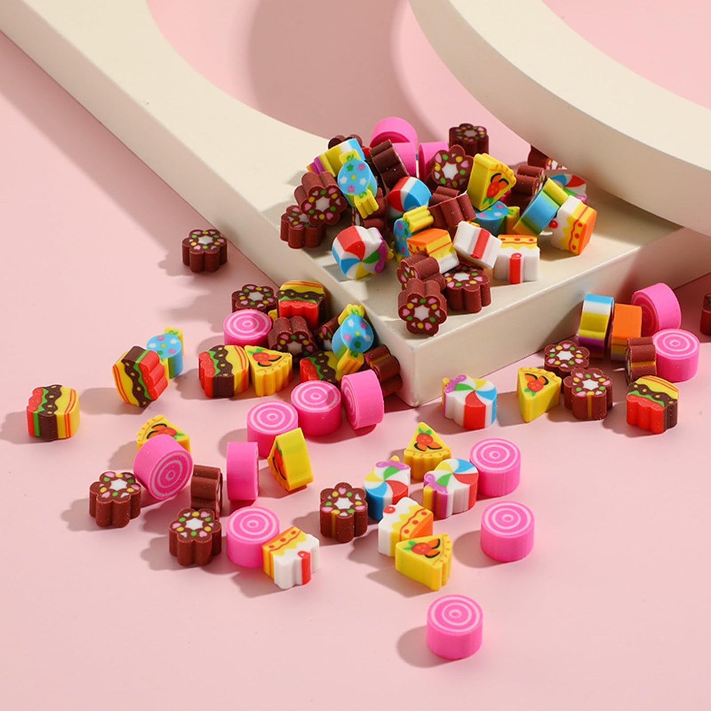Wolpark Food Heart Mini Erasers – 170Pcs Bulk for Kids, Desk Rewards & Party Favors