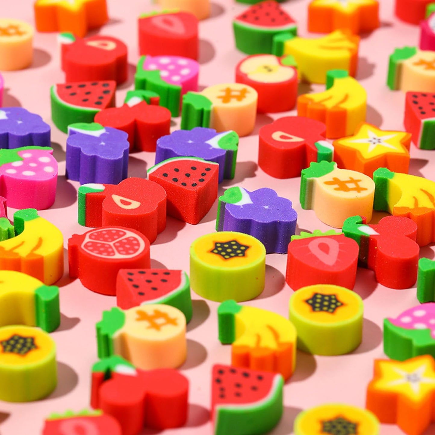 Wolpark Food Heart Mini Erasers – 170Pcs Bulk for Kids, Desk Rewards & Party Favors