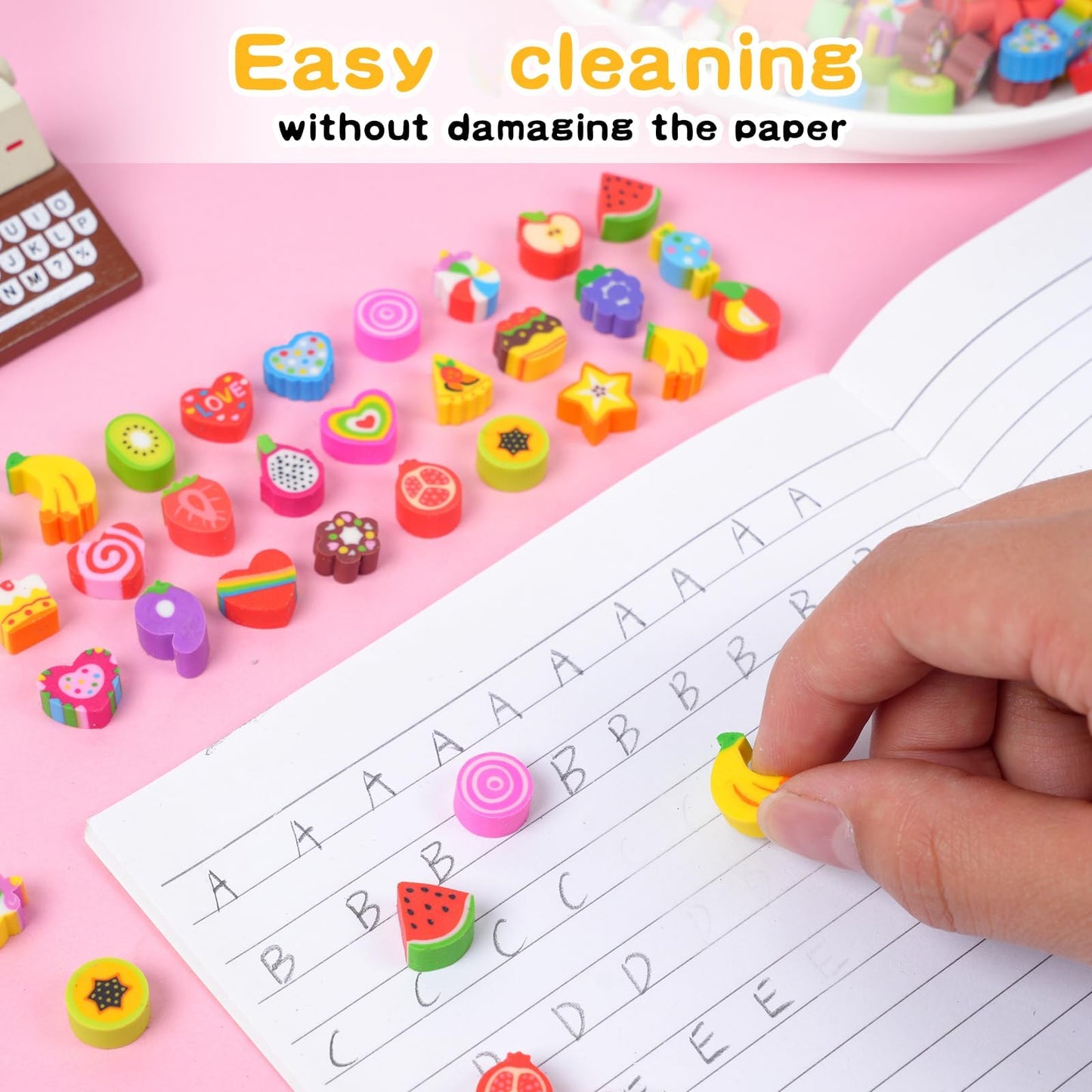 Wolpark Food Heart Mini Erasers – 170Pcs Bulk for Kids, Desk Rewards & Party Favors