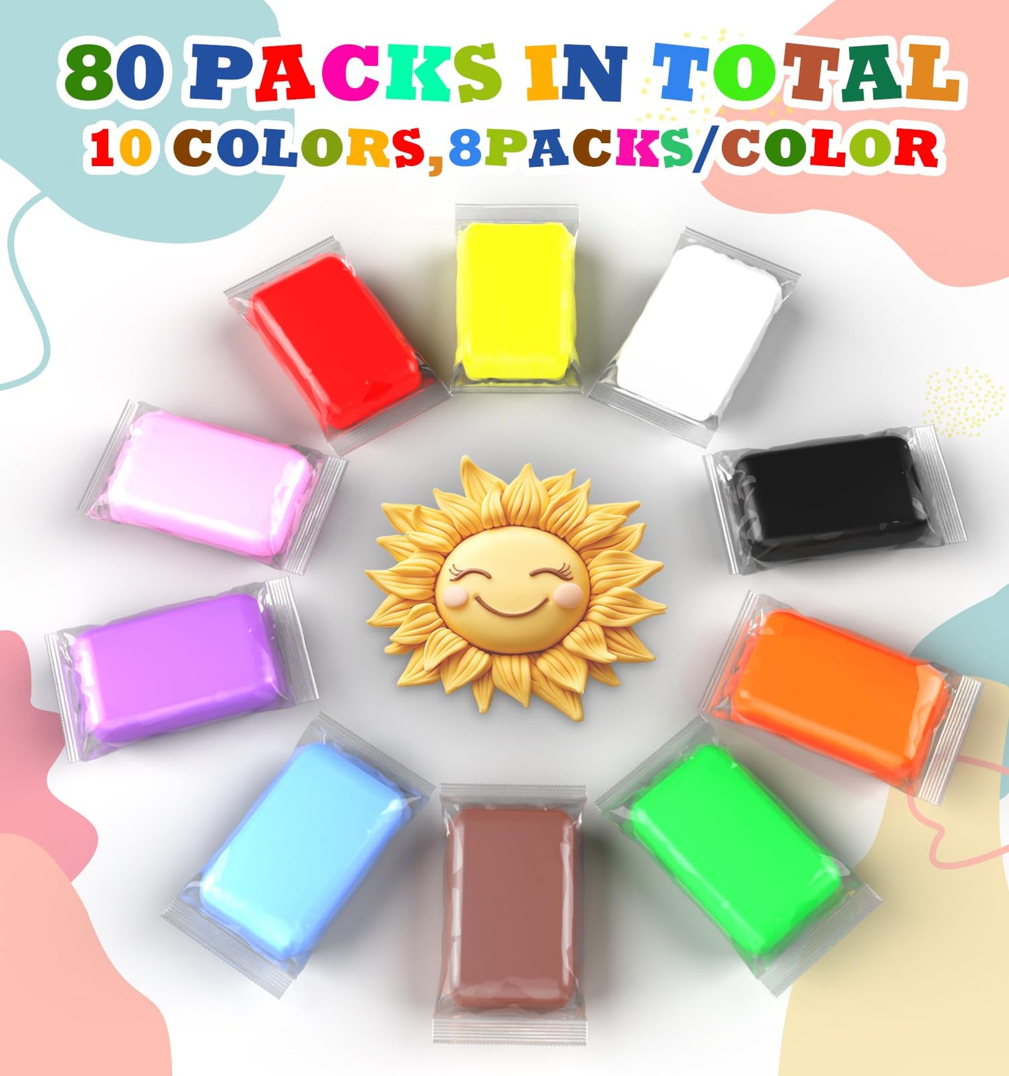 Wolwefa Air Dry Foam Clay – 80 Pack, Moldable, Lightweight Kids’ Craft Clay