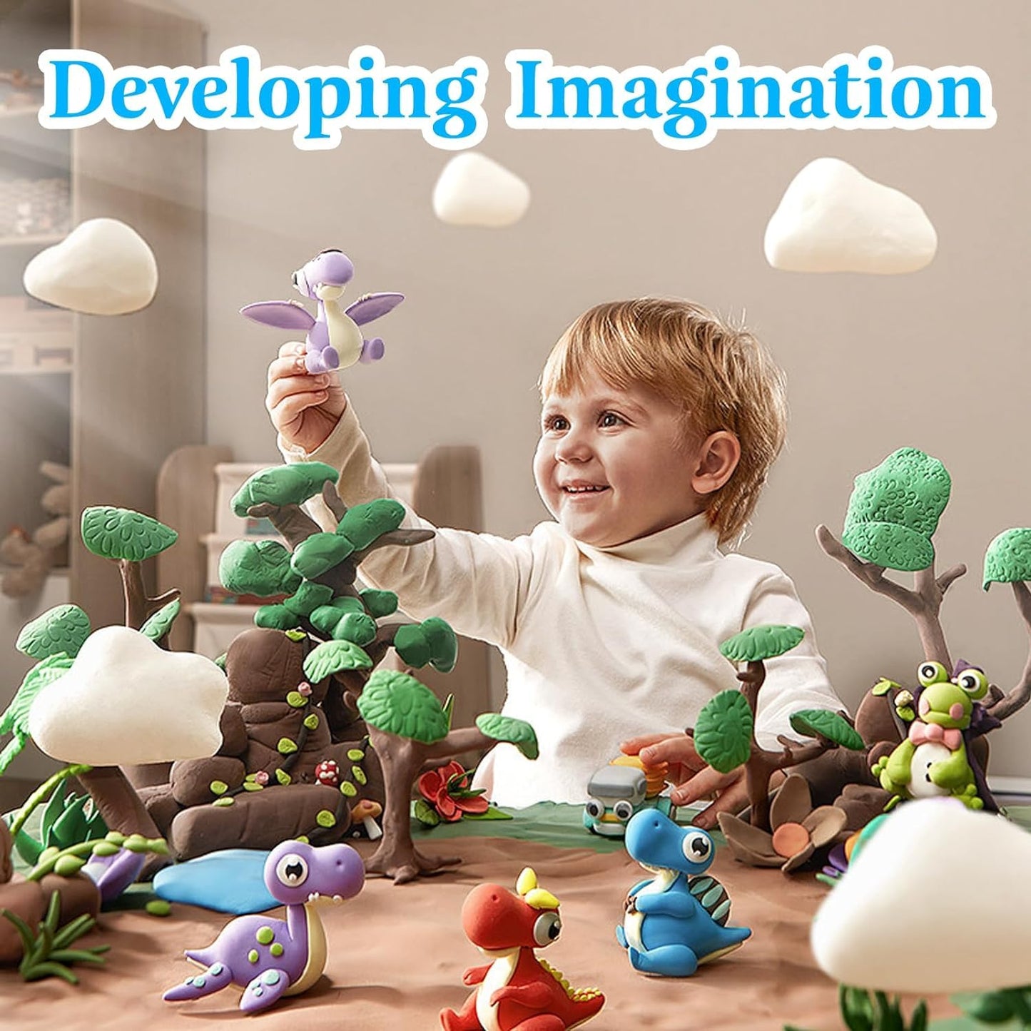 Wolwefa Green Air Dry Clay – 72 Pack Foam Clay for Arts & Crafts, Classroom Use