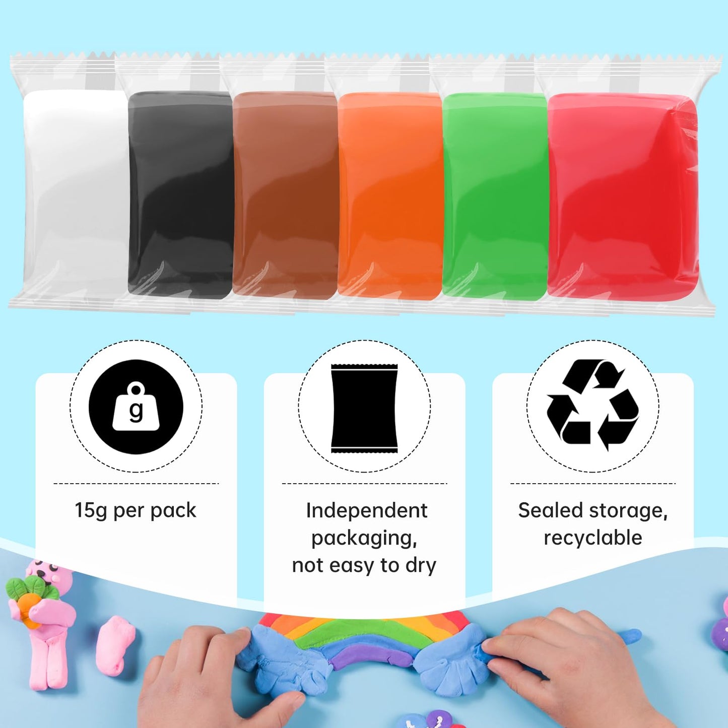 Wolwefa Green Air Dry Clay – 72 Pack Foam Clay for Arts & Crafts, Classroom Use