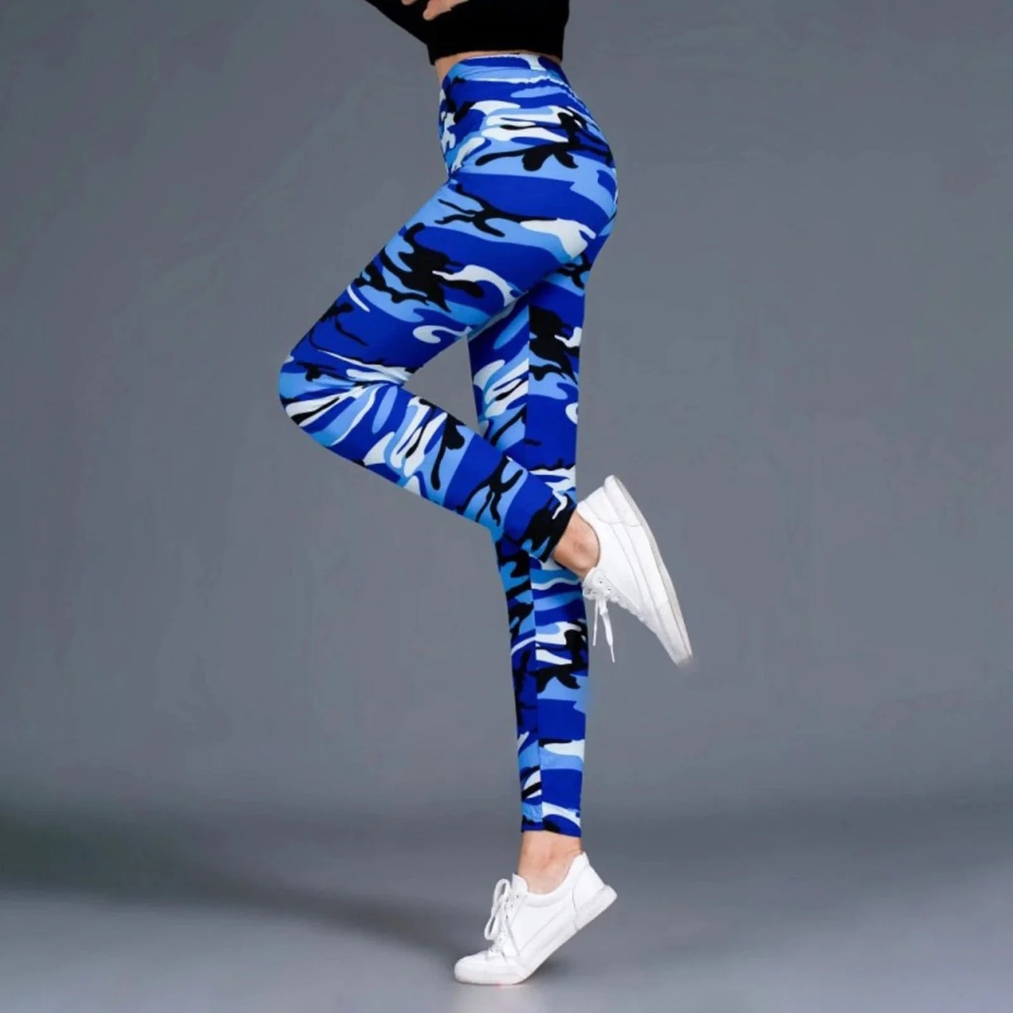 Women Camouflage Printed Ninth Pants High Waist Elastic Slim Legging Female Girls Gym Fitness Jogging Sports