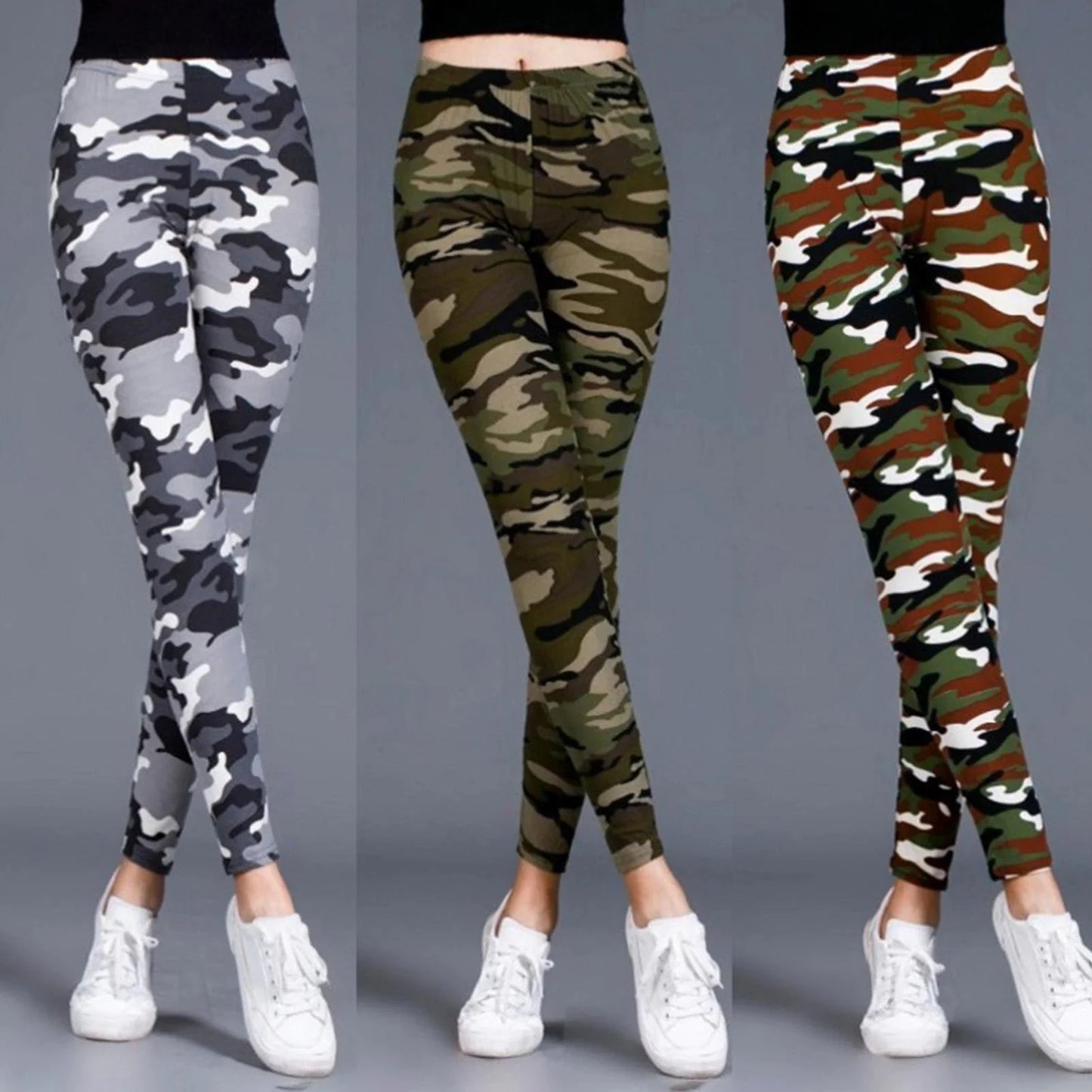 Women Camouflage Printed Ninth Pants High Waist Elastic Slim Legging Female Girls Gym Fitness Jogging Sports