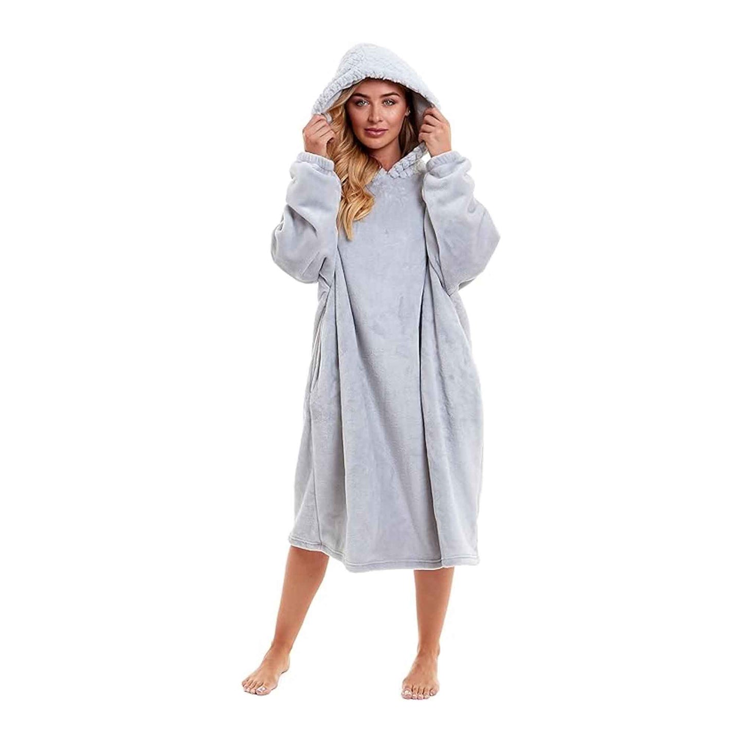 Daisy Dreamer Women's Plush Hooded Poncho Blanket Oversized Fleece Hoodie With Fur Hood