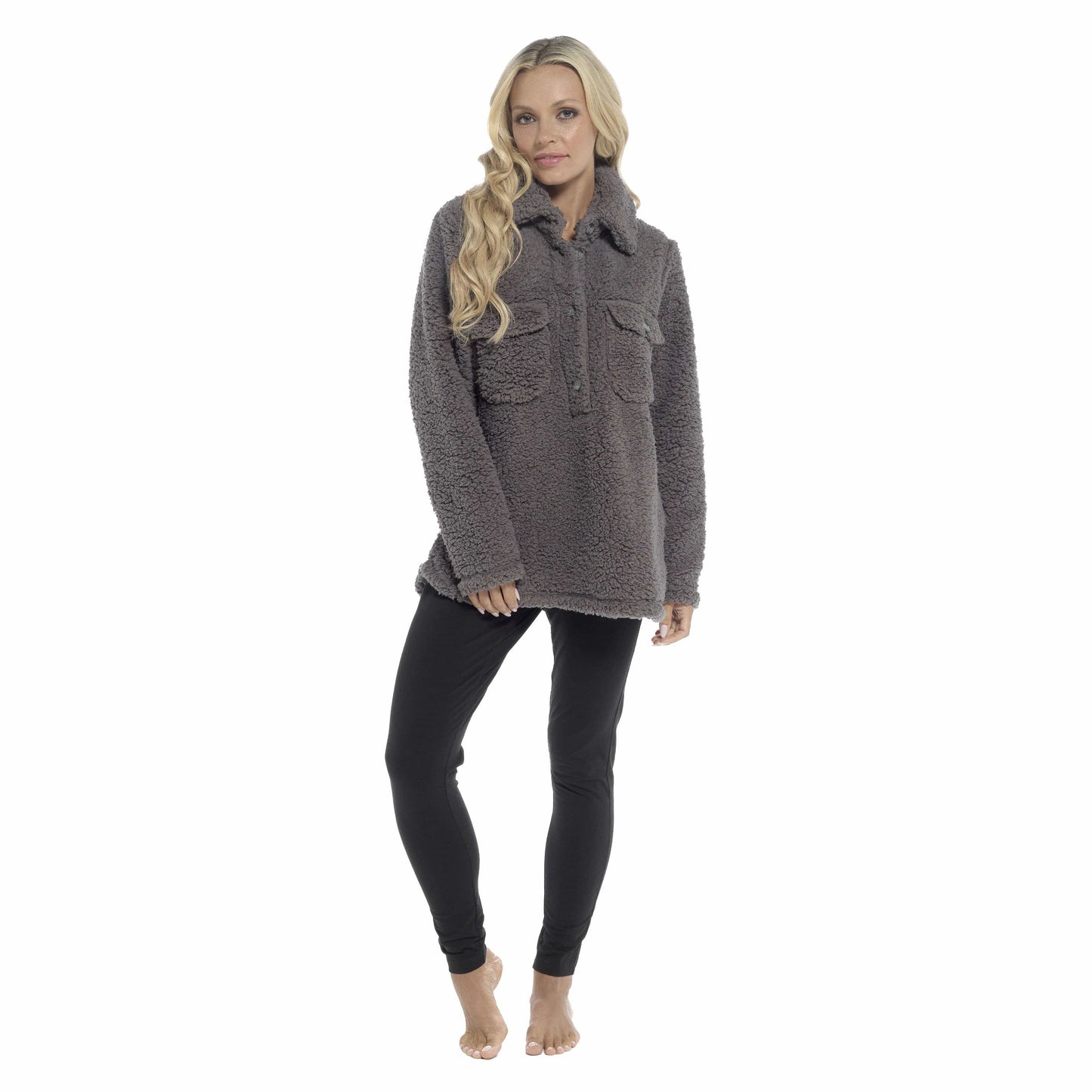 Daisy Dreamer Women's Sherpa Lounge Set With Double Pocket Top And Leggings Ultra-Soft