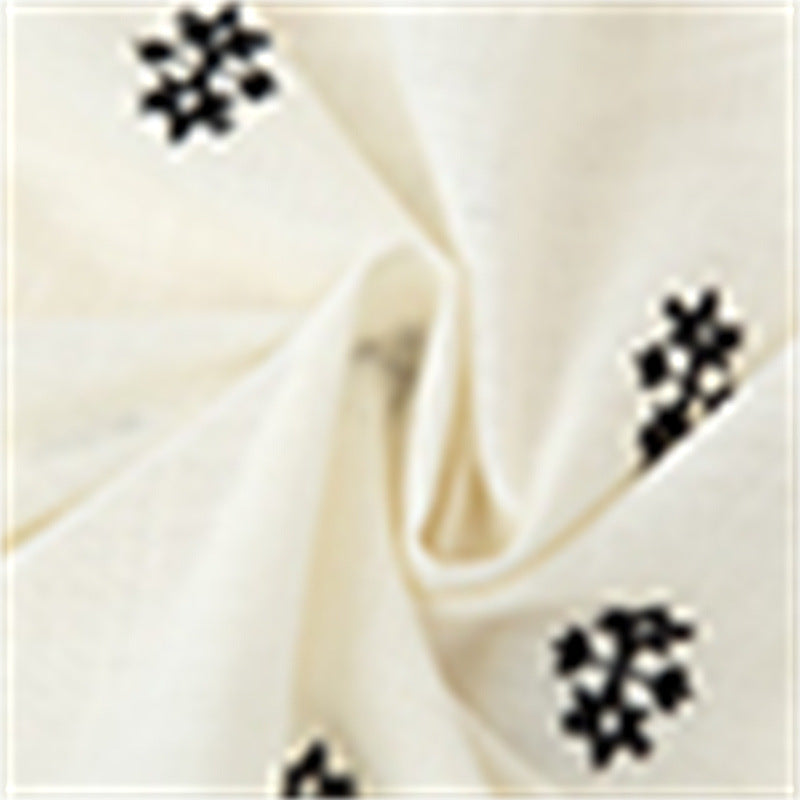 Women's Casual Long Sleeve Lace-up Embroidered Blouse