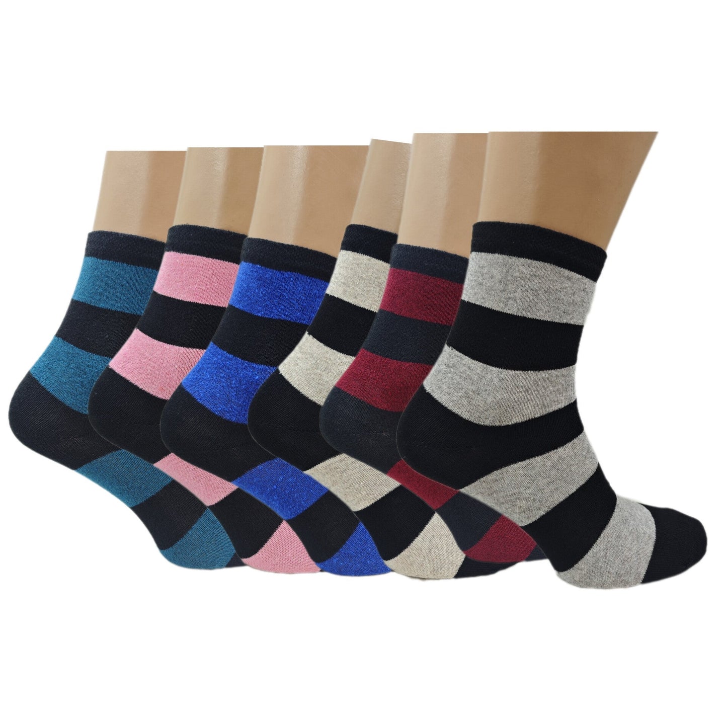Women’s Colourful Striped Socks, Pack Of 6, 12 & 24 Pairs