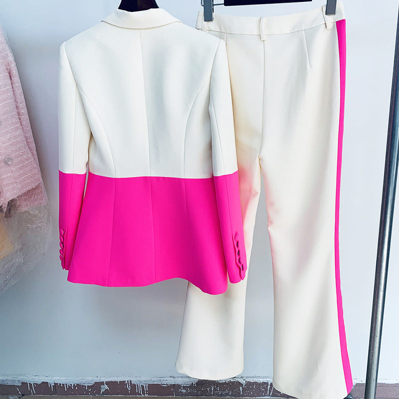 Professional One Button Suit & Flared Pants Set | Modest Two-pieces Suit