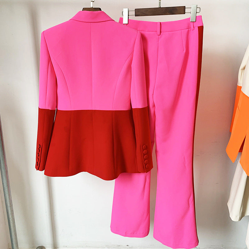 Professional One Button Suit & Flared Pants Set | Modest Two-pieces Suit