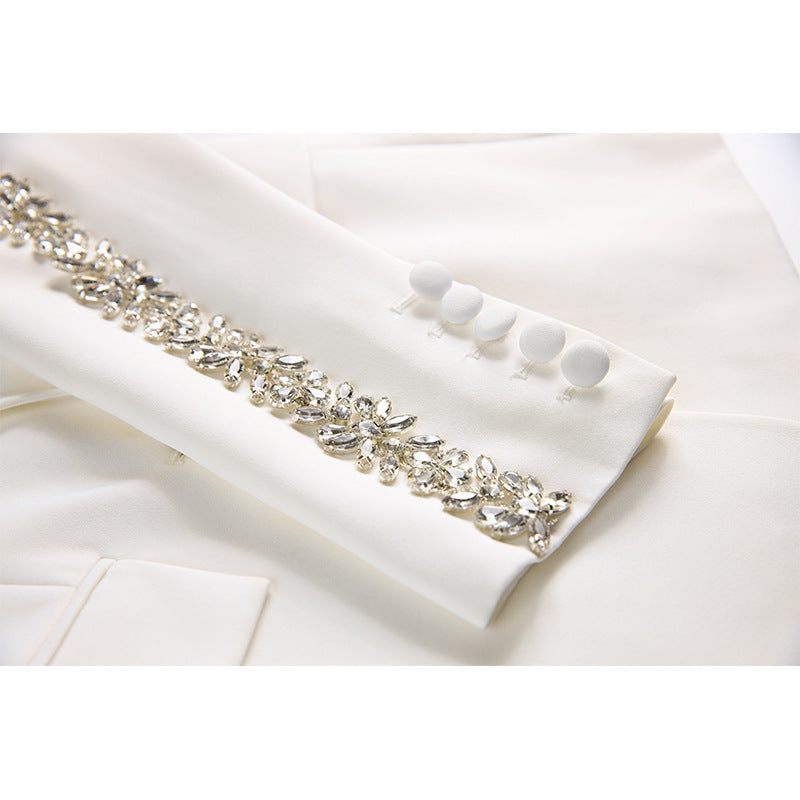 Women's Embellished Evening Suit | Luxury Coat & Wide Leg Trousers Set