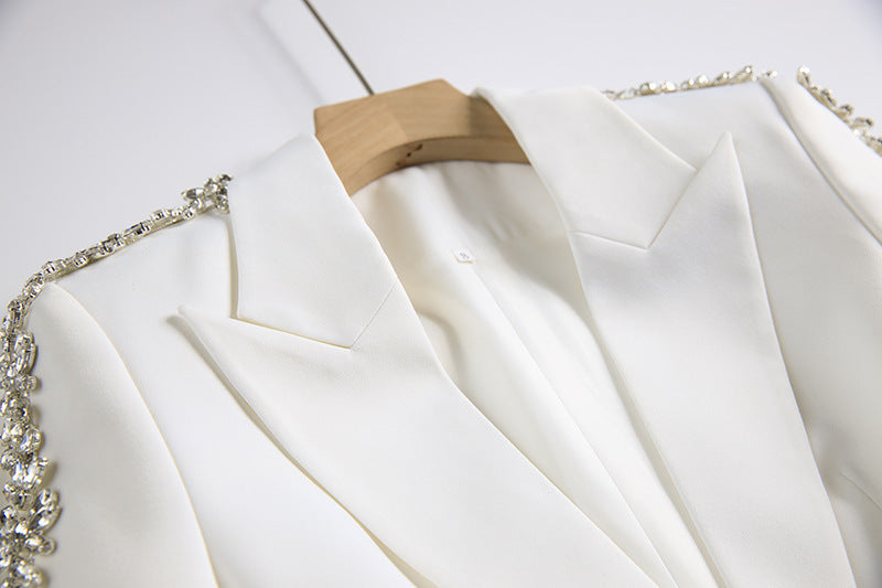 Women's Embellished Evening Suit | Luxury Coat & Wide Leg Trousers Set
