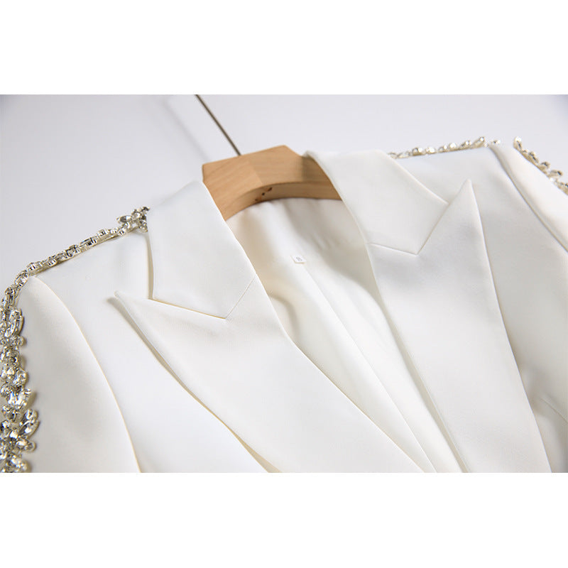 Women's Embellished Evening Suit | Luxury Coat & Wide Leg Trousers Set