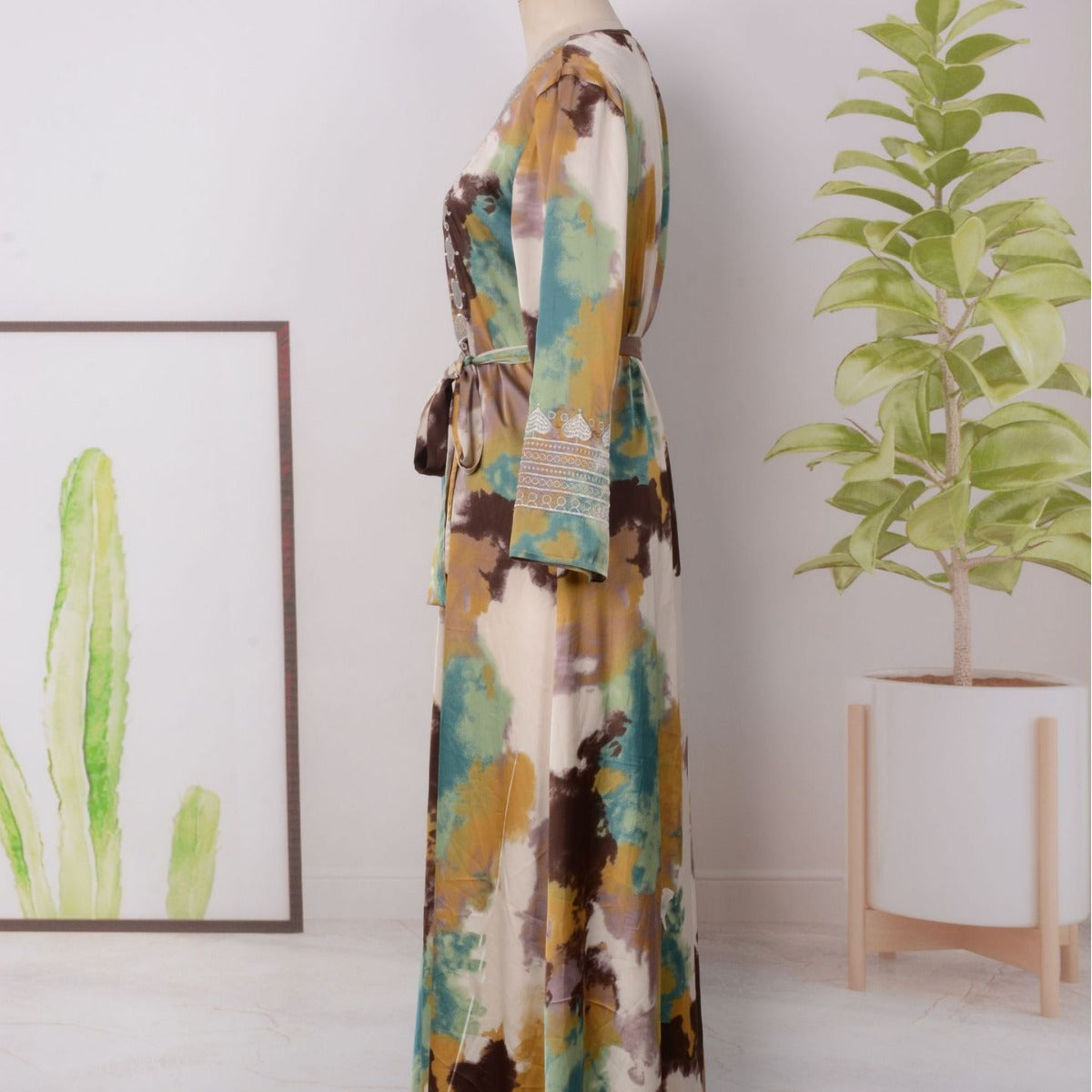 Women's Embroidered Large Swing Modest Dress