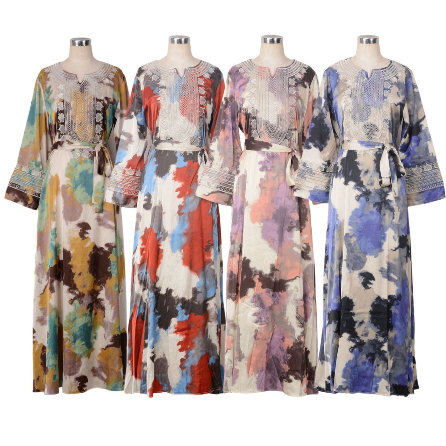 Women's Embroidered Large Swing Modest Dress