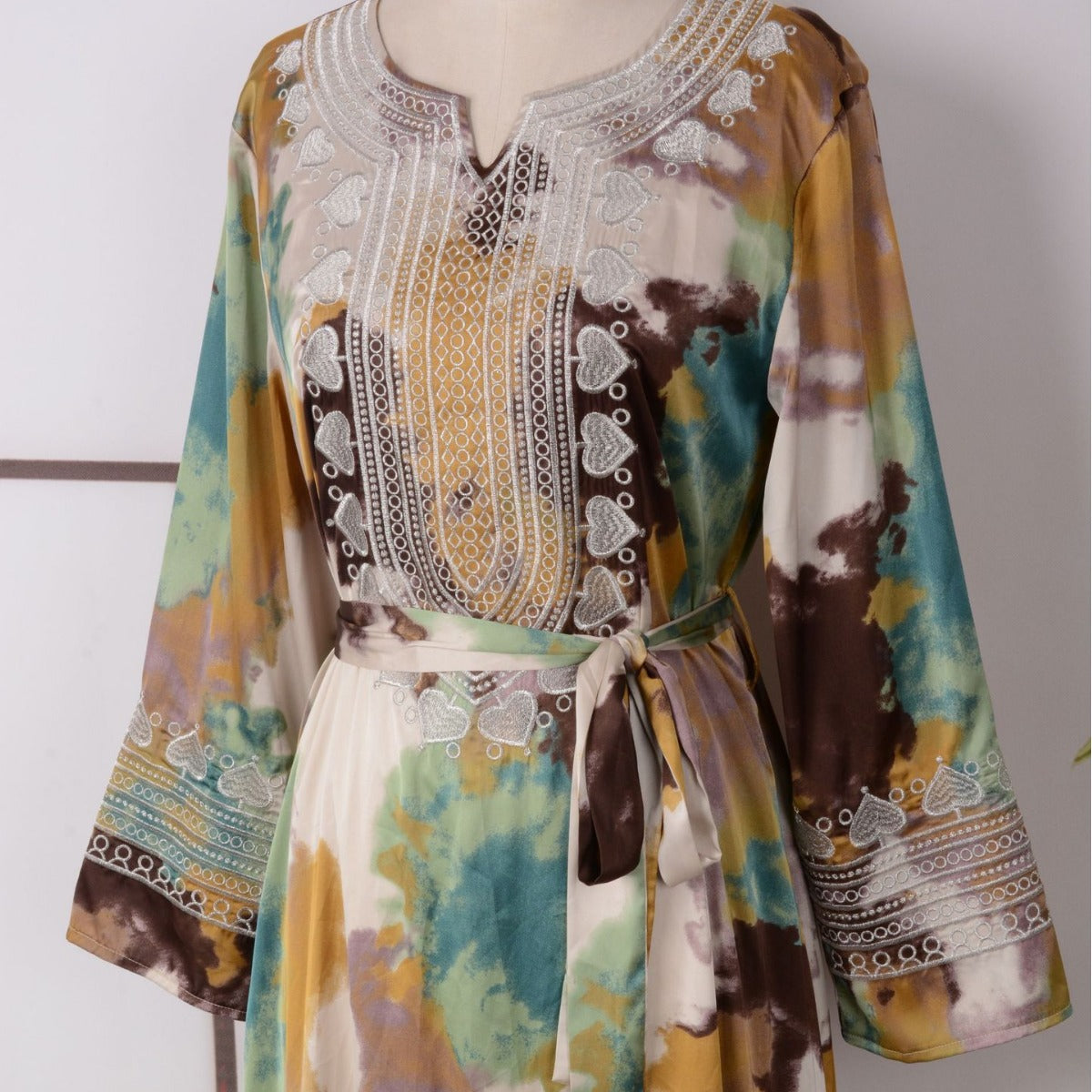 Women's Embroidered Large Swing Modest Dress