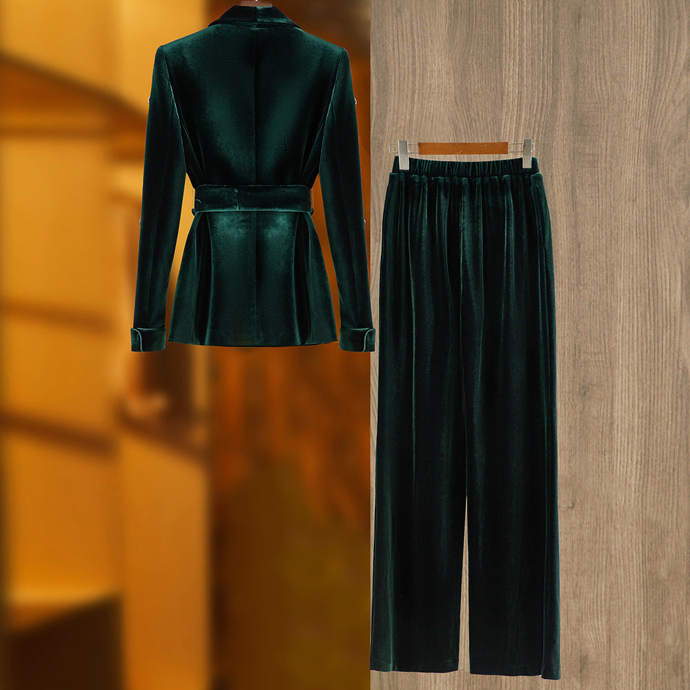 Women's Velvet Beaded Suit | Luxe Statement Two-Pieces Duot
