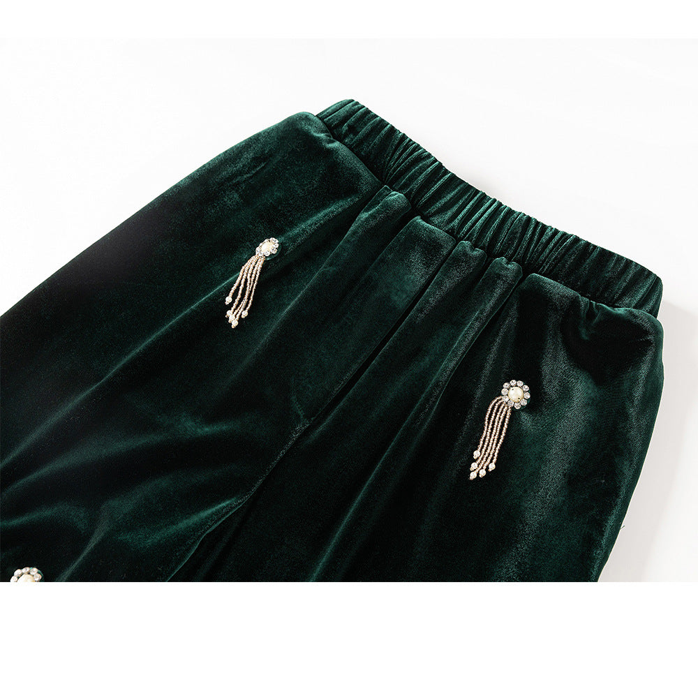Women's Velvet Beaded Suit | Luxe Statement Two-Pieces Duot