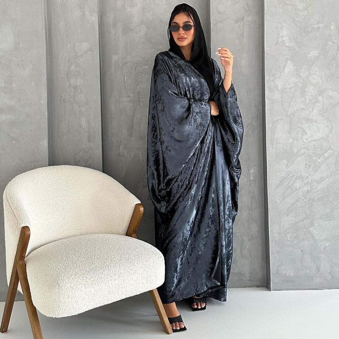 Plus Size Metallic Abaya Robe | Batwing Sleeve | Gold, Silver & Black