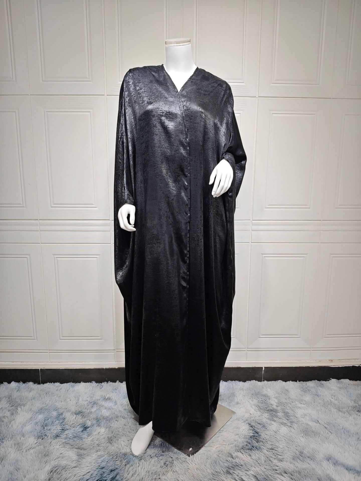 Plus Size Metallic Abaya Robe | Batwing Sleeve | Gold, Silver & Black