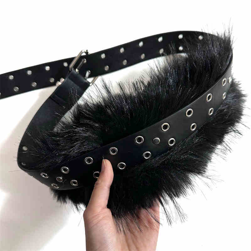 Women's Fur Stitching Luxury Belt