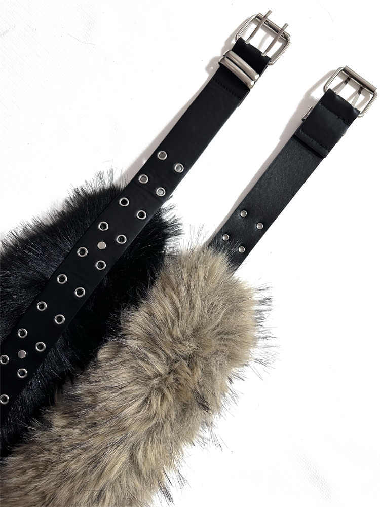 Women's Fur Stitching Luxury Belt