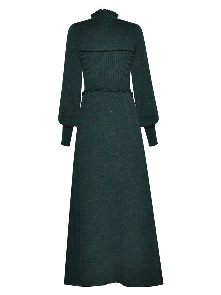 High-Neck Lantern Sleeve Evening Dress