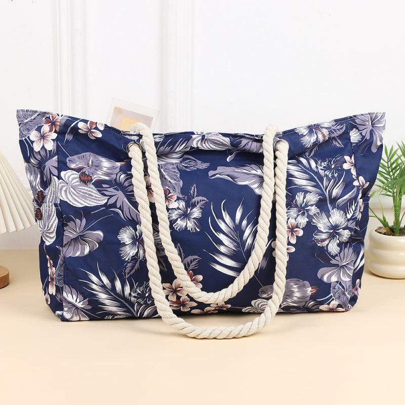 Women's Large Capacity Beach Tote Bag, Handheld Canvas Tote Bag