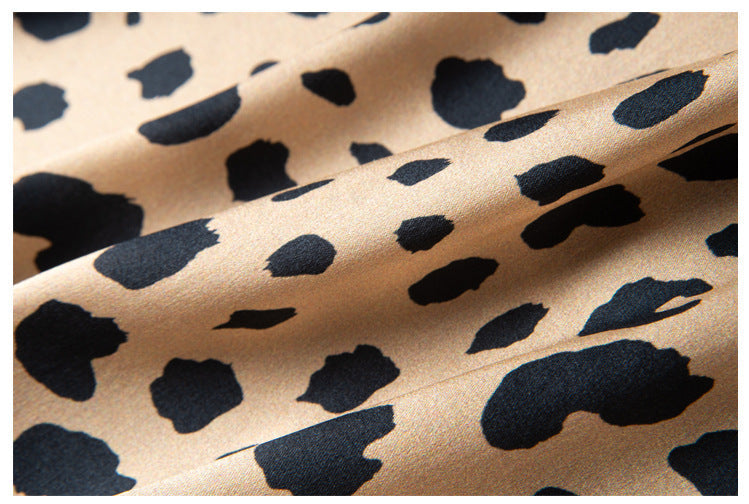 Women's Leopard Print Silk Long Sleeve Shirt - Premium Modest Blouse