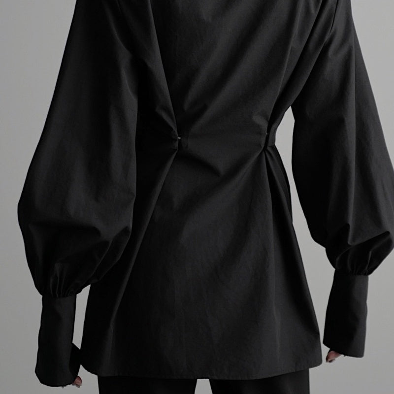 Women’s Luxury Zipper Detailed Blouse, Long Sleeve Waist Trimming Shirt