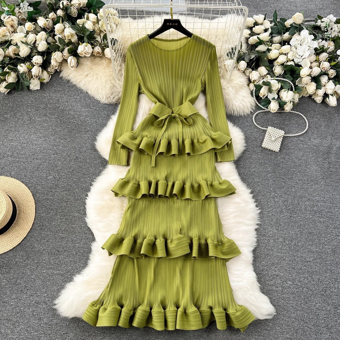 Women’s Pleated Slim Cake Dress, Summer Dress