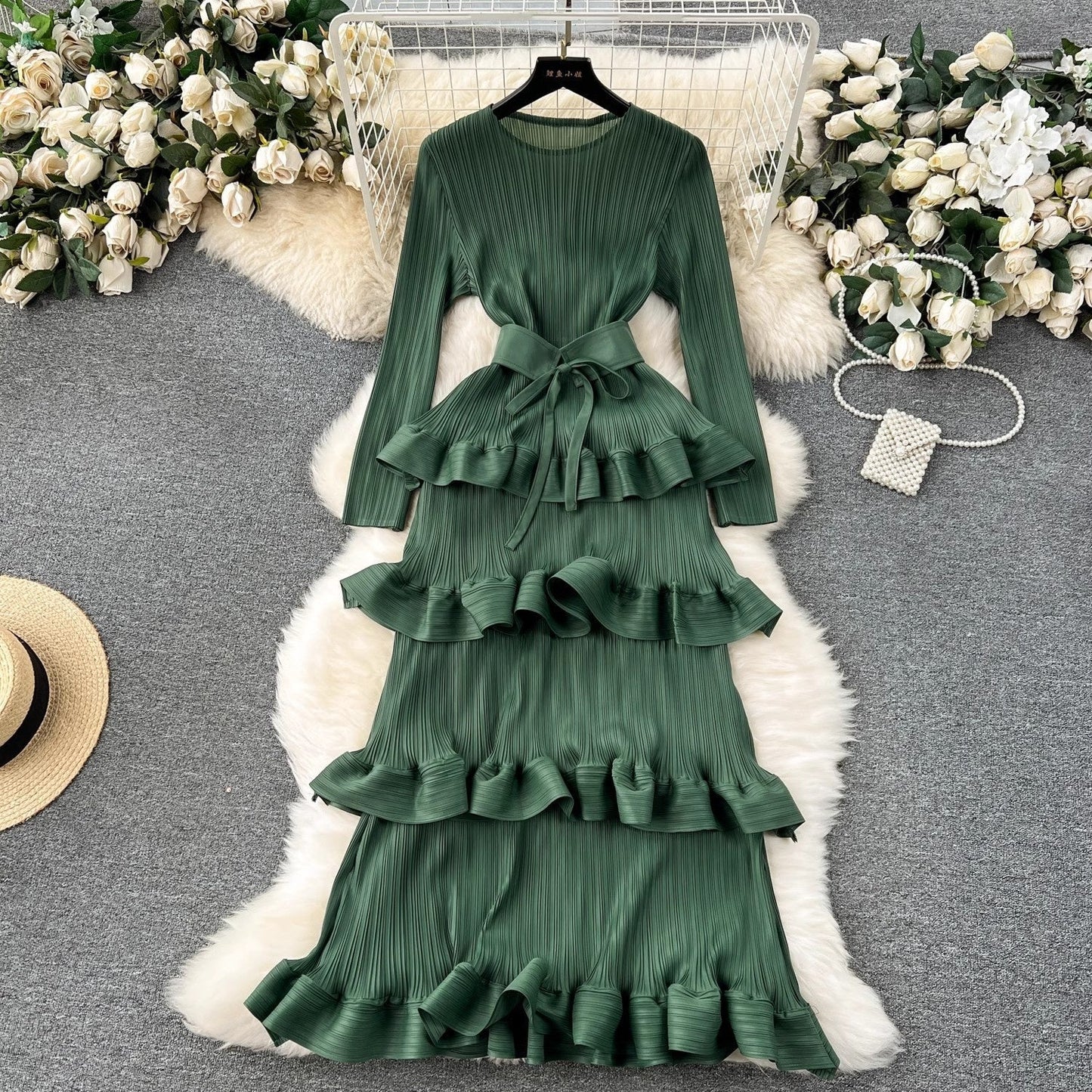 Women’s Pleated Slim Cake Dress, Summer Dress