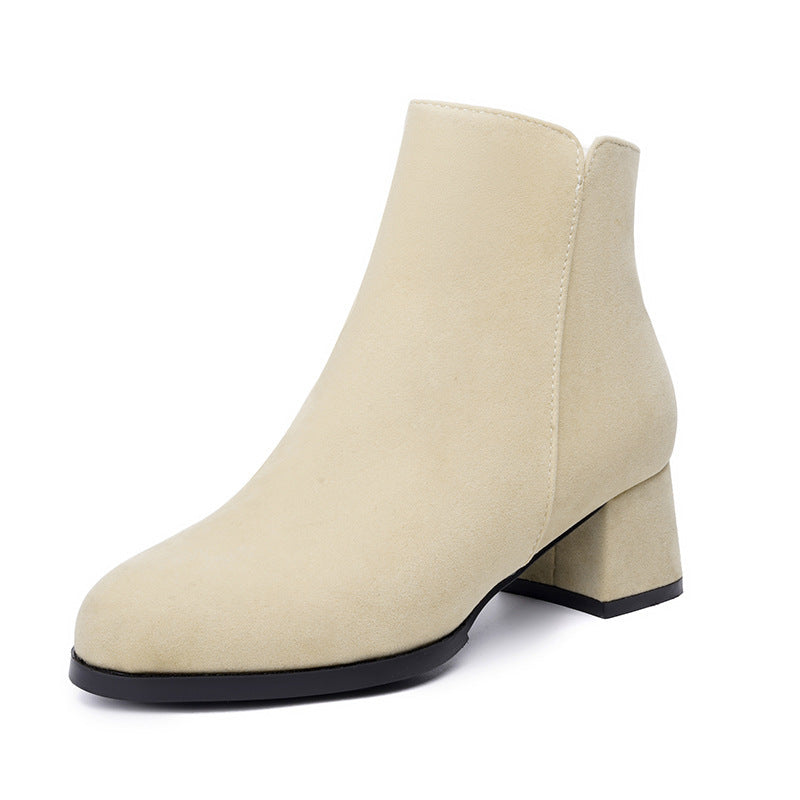 Pointed Toe Ankle Boots with Chunky Heel - Women's Boots