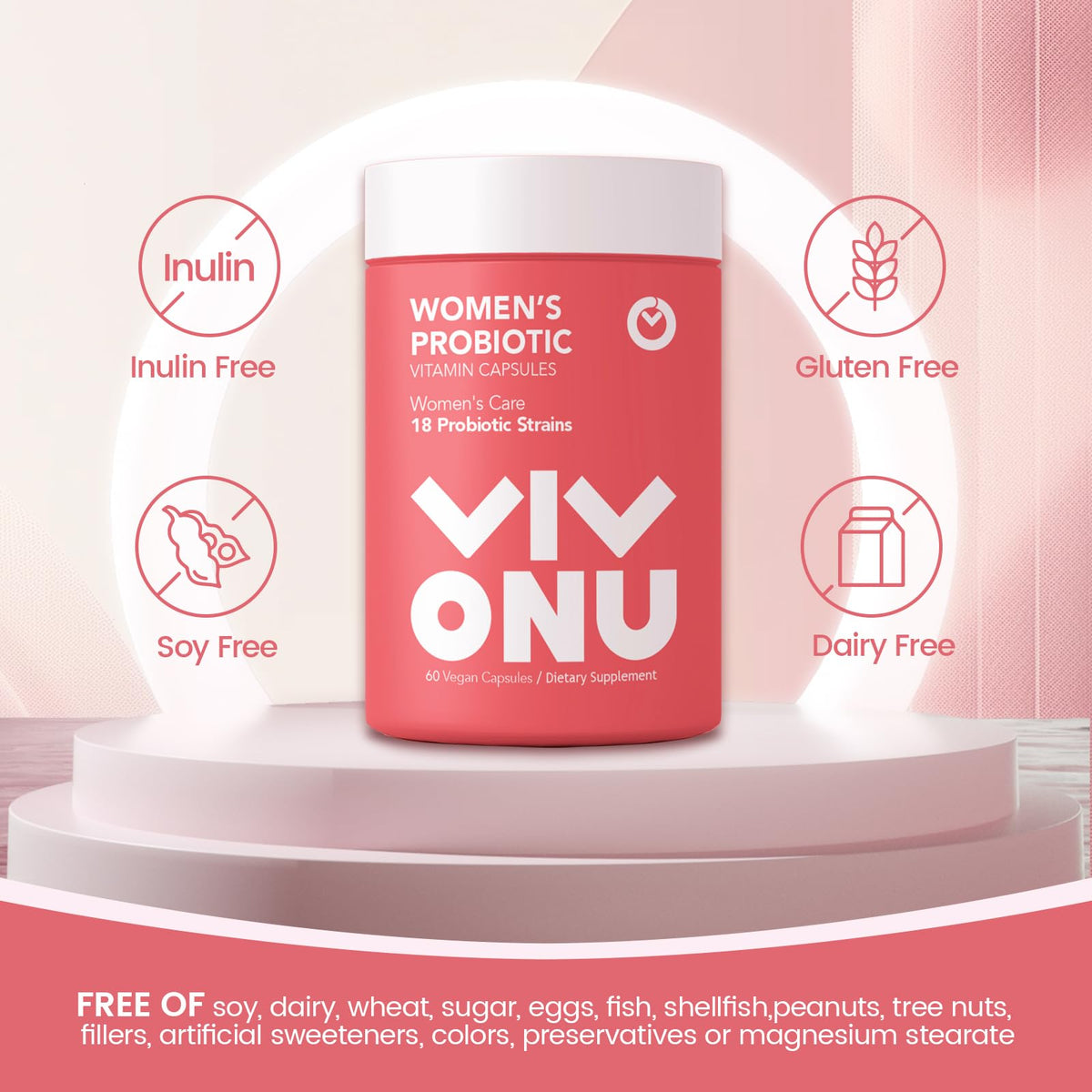 VivoNu Women's Probiotic Blend | 60 Billion CFUs, 18 Strains for Digestive, Immune & Vaginal Health