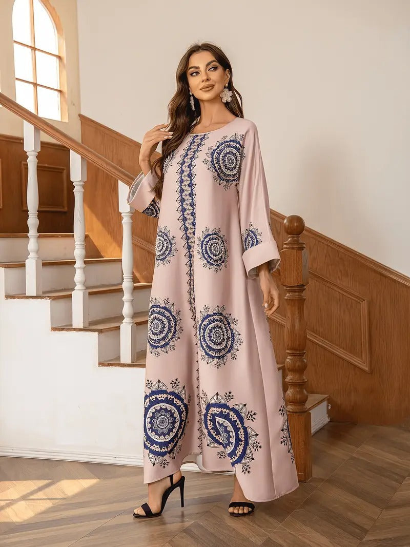 Women's Round Neck Printed Robe