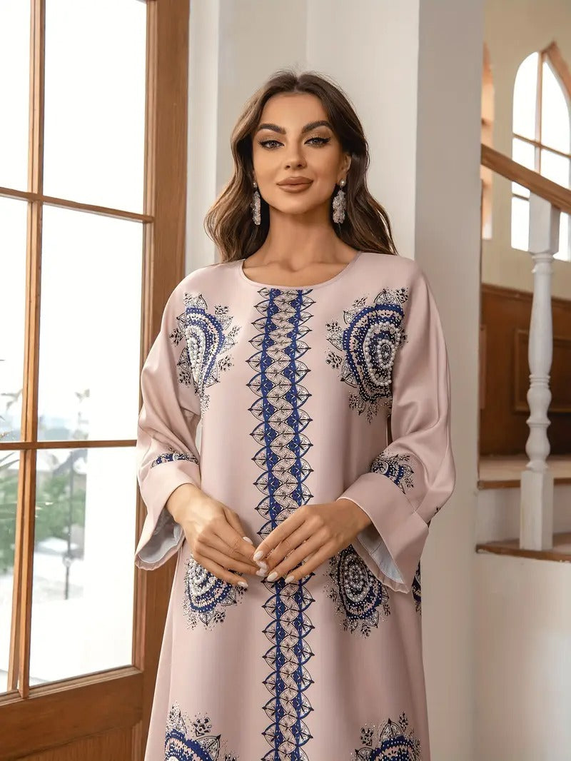 Women's Round Neck Printed Robe